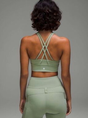 lululemon athletica Sage Green High Neck Strappy Sports Bra / Size 4
